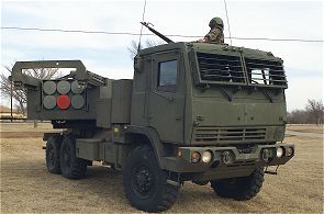 M142 HIMARS high mobility multiple artillery rocket launcher system data sheet description information specifications intelligence identification pictures photos images US Army United States American defense military Lockeed Martin FMTV 6x6 truck