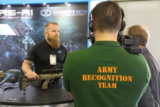 Desert Tech presents its DT SRS A1 sniper rifle during Expodefensa 2015 640 002