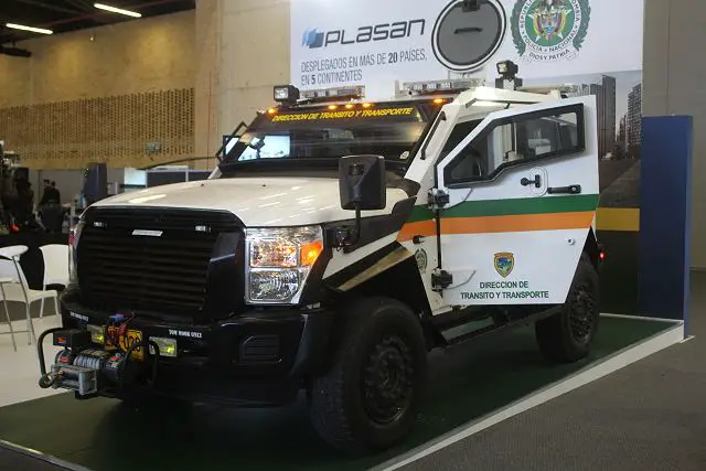 At ExpoDefensa 2015, the International Exhibition of Defense and Security which takes place in Bogota (Colombia), the Israeli Company Plasan displays the latest light 4x4 armoured vehicle delivered to the Colombian Police, the Sandcat. 
