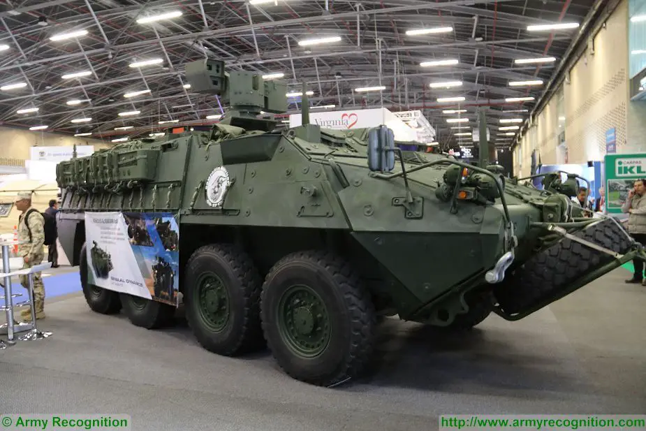 Colombian army Gladiator 8x8 Stryker APC armoured vehicle at ExpoDefensa 2017 Bogota Colombia 925 001