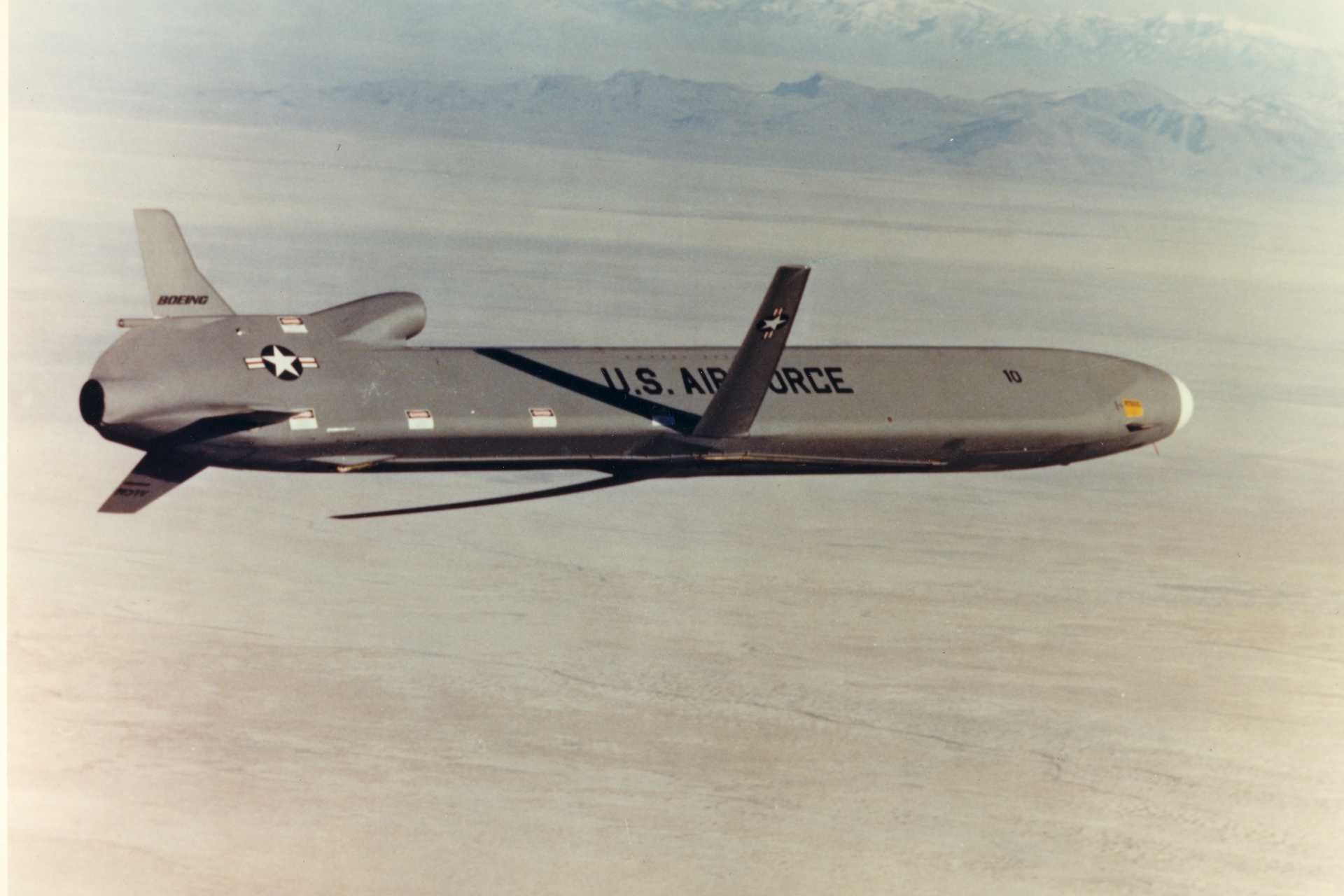 The AGM-86B is a nuclear-armed, air-launched, subsonic cruise missile developed by Boeing for the U.S. Air Force, which entered service in December 1982 and remains operational as of 2026 as part of the U.S. nuclear triad missile inventory. (Picture source: U.S. Air Force)