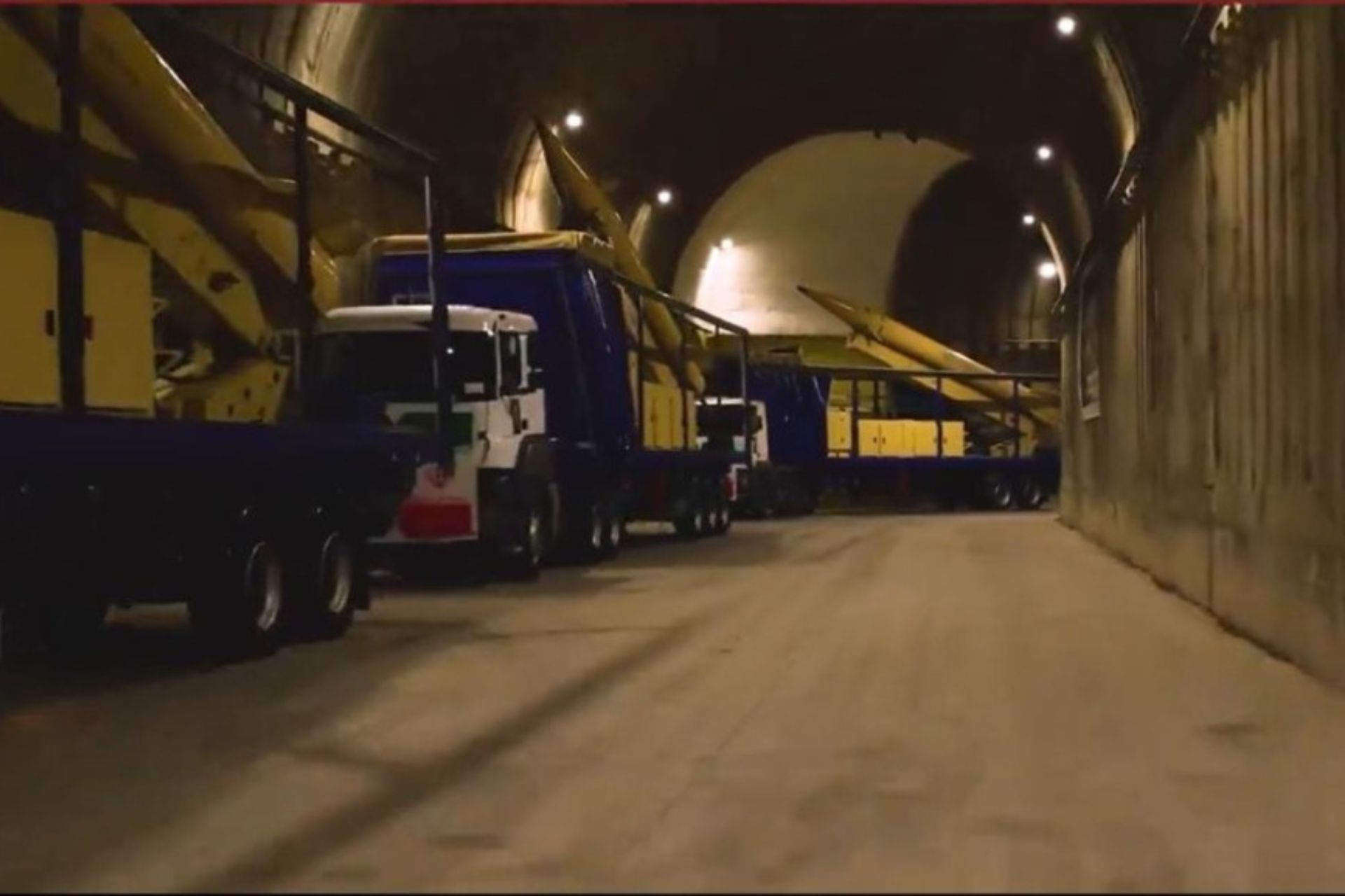 Iranian underground missile facility showing mobile launchers and stored ballistic missiles during inspection by IRGC Aerospace Force Commander Majid Mousavi
