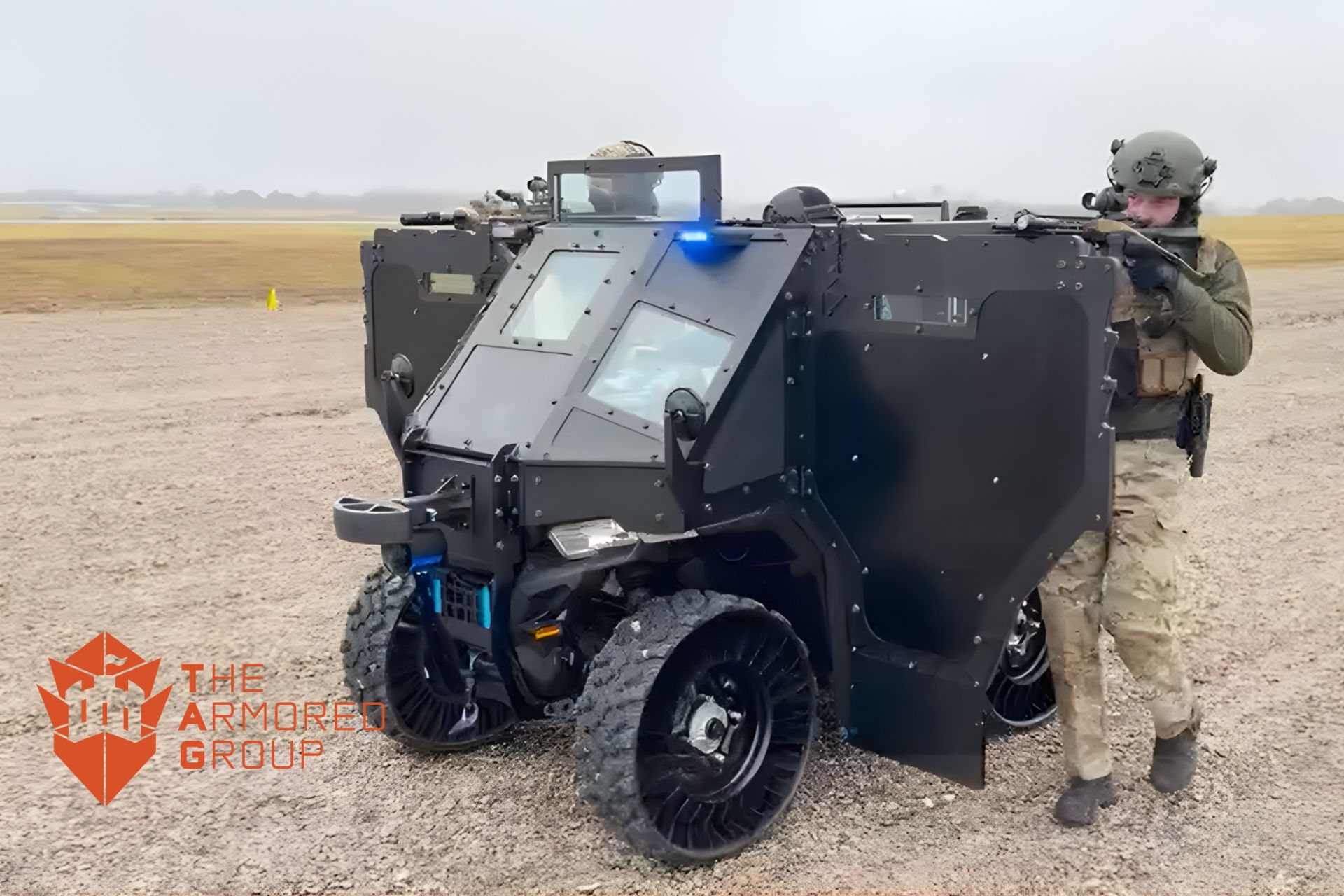 The LD-1 is powered by a Polaris 850 cc twin-cylinder engine producing approximately 78 horsepower, paired with an automatic transmission and power steering (Picture source: The Armored Group)