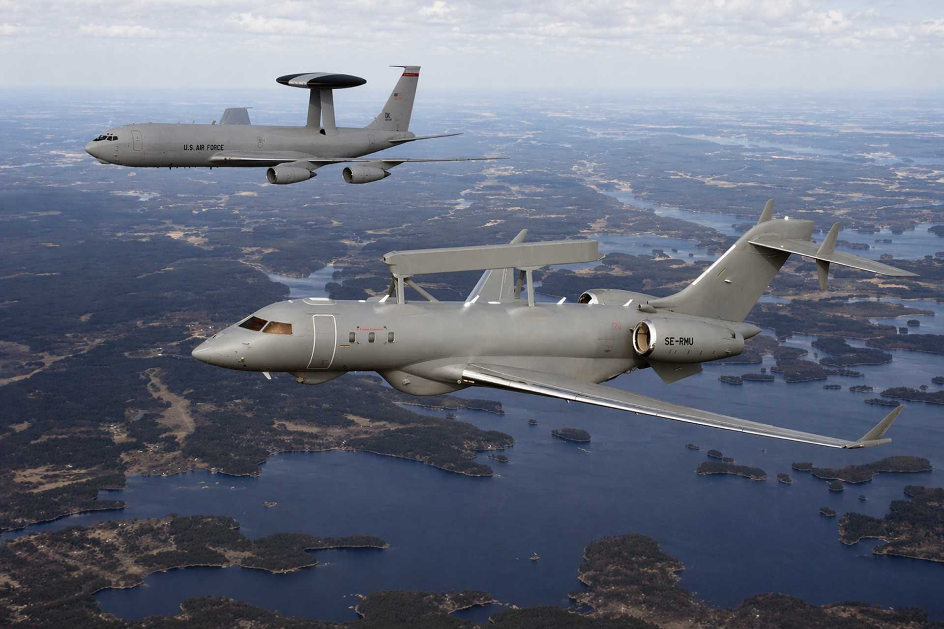 The GlobalEye&rsquo;s advantage over both the Boeing E-3 Sentry and the E-7 Wedgetail is simple: it combines multi-domain sensing (air, sea, ground), higher-altitude coverage, and lower operating cost in a smaller, more flexible aircraft, while still using modern AESA radar.&nbsp; (Picture source: AI-generated image based on Saab visual)