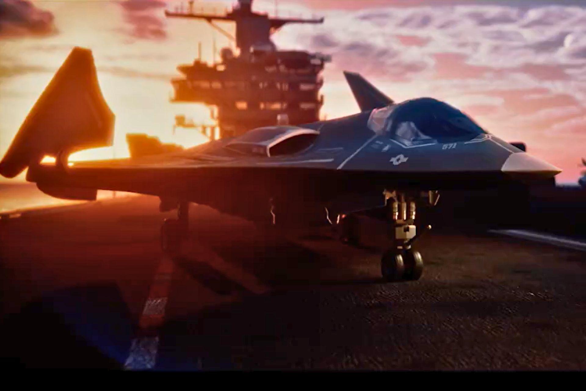 Screenshot from Northrop Grumman’s April 20, 2026, video showing a new view of its F/A-XX next-generation carrier-based fighter concept. (Picture source: Northrop Grumman)