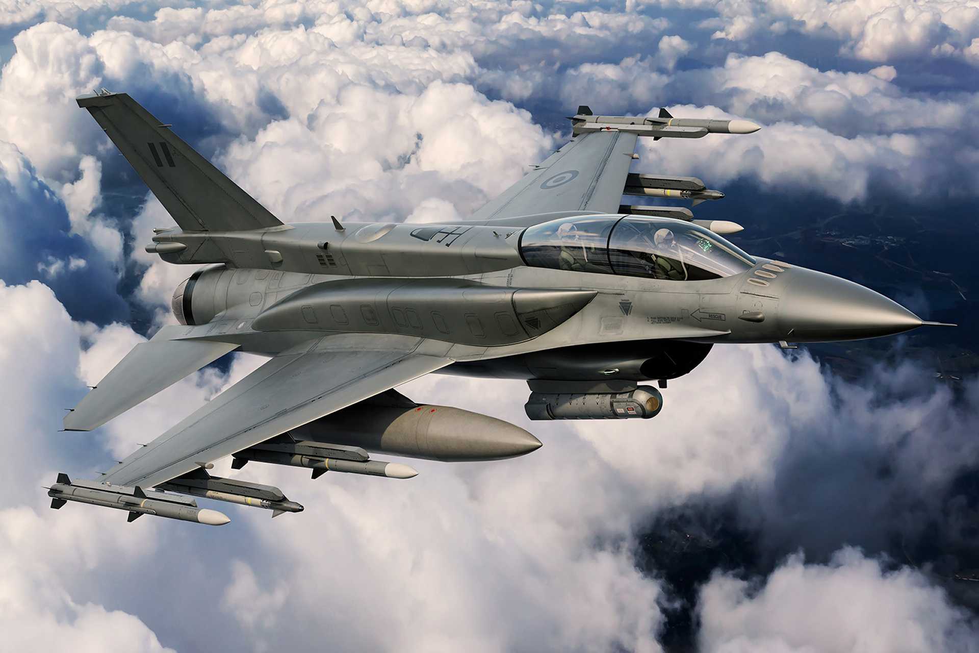 Air-to-air armament on the F-16 Block 70 includes AIM-120C-8 AMRAAM and AIM-9X Block II missiles, while air-to-ground capabilities are supported by AGM-65 Maverick missiles and JDAM-series guided bombs for precision strike missions. (Picture source: Lockheed Martin)
