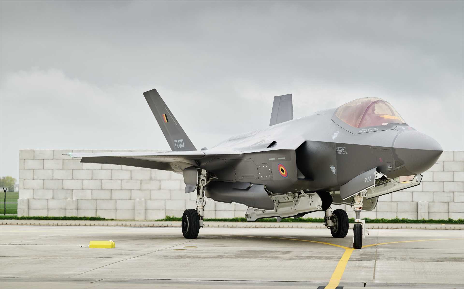 Within the global F-35 supply chain, Belgian companies supply structural components, titanium fittings, horizontal tail elements, fuselage longerons, engine components, and logistics software. (Picture source: Belgian Air Force)