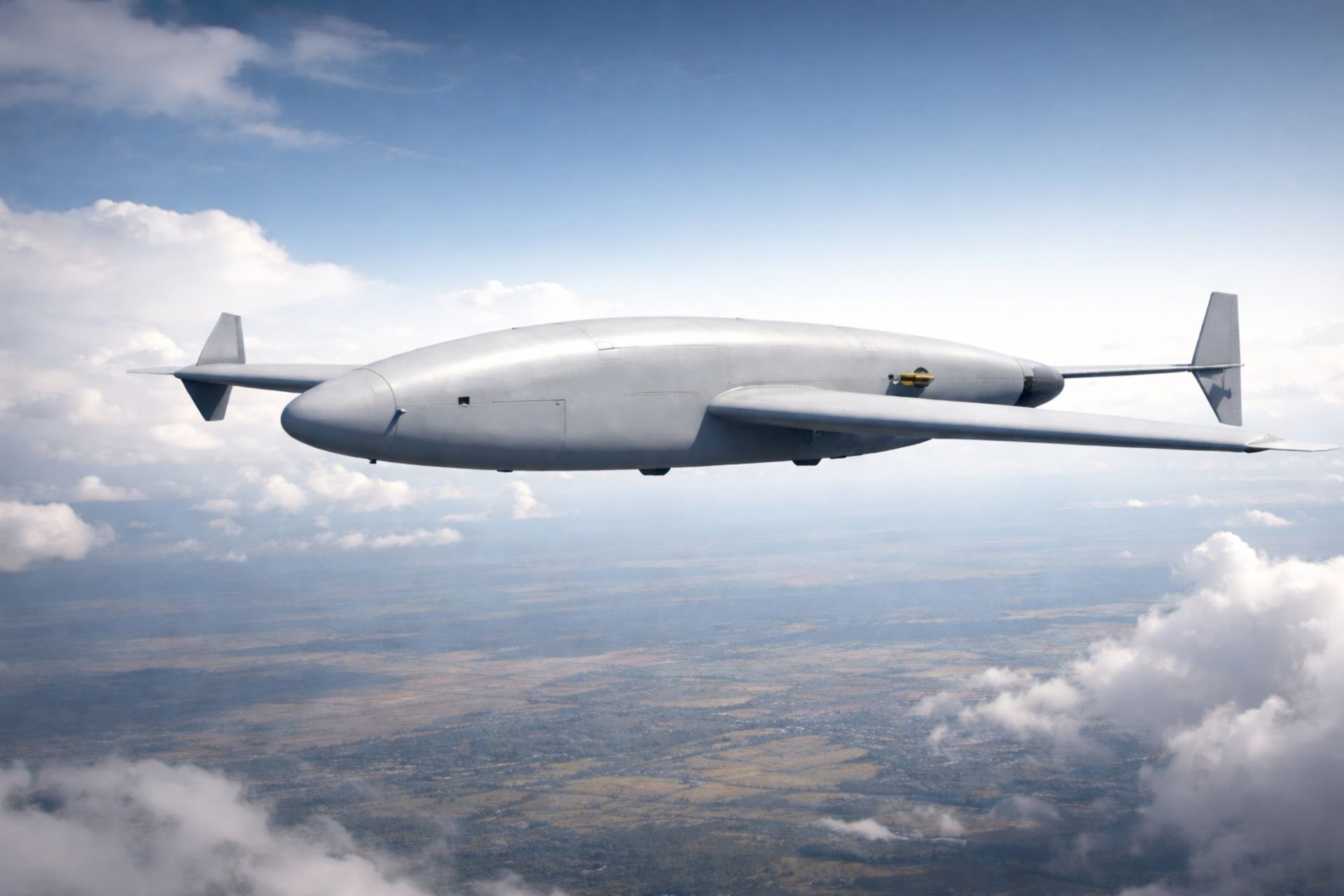 Concept illustration of the Chorus long-range loitering munition, a Shahed-type drone designed for deep-strike missions, featuring a simplified airframe optimized for mass production and powered by a piston engine adapted from civilian technology. (Picture source: Editing content from Army Recognition Group)