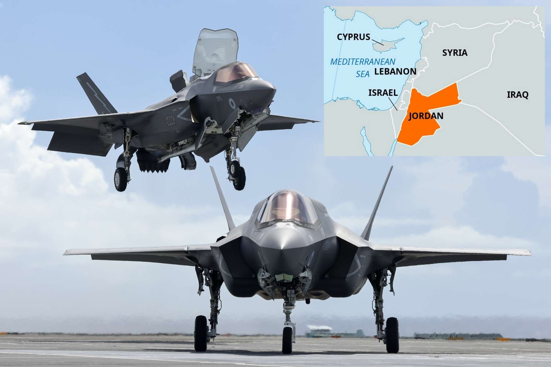 Royal Air Force F-35B Lightning II fighters operating from RAF Akrotiri shot down hostile drones over Jordanian airspace on 3 March 2026, marking the first confirmed combat kill for the UK&rsquo;s fifth-generation fighter fleet while supporting coalition air defence against Iranian-linked drone threats (Royal Air Force / Britannica)
