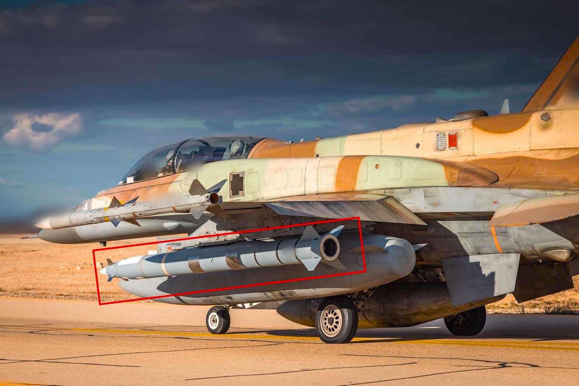 The Israel Defense Forces released official images of an F-16I Sufa armed with RAMPAGE stand-off missiles and extended range fuel tanks ahead of a long-range strike mission against targets in Iran under Operation Lion’s Roar (Picture Source: IDF)