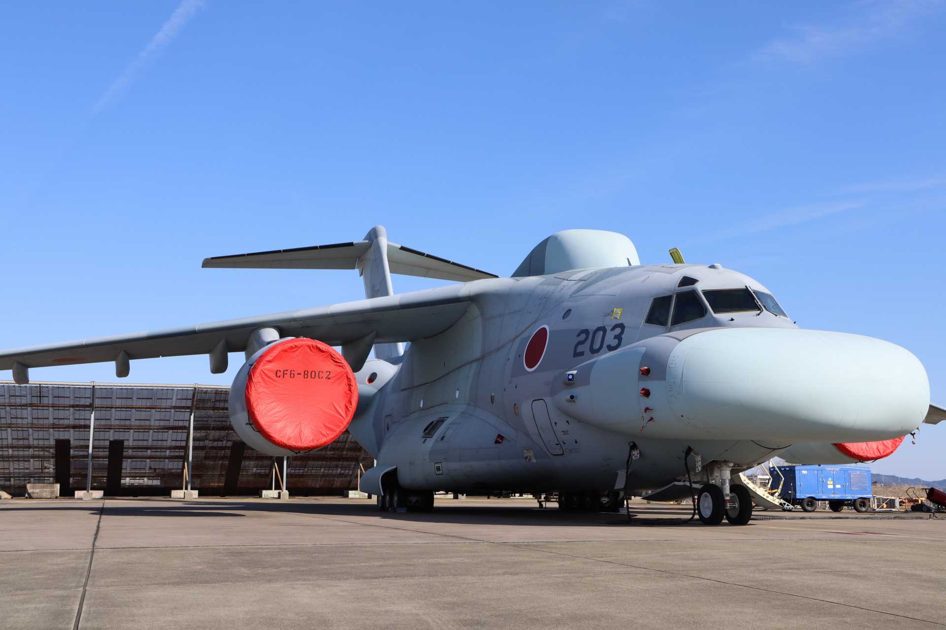 The EC-2 features a large bulbous radome on the forward fuselage, comparable to the prominent nose structure installed on the EC-1 aircraft, while additional bulges are visible on the top of the fuselage and along the sides of the aircraft.&nbsp;(Picture source: X/@jasdf_adtc)