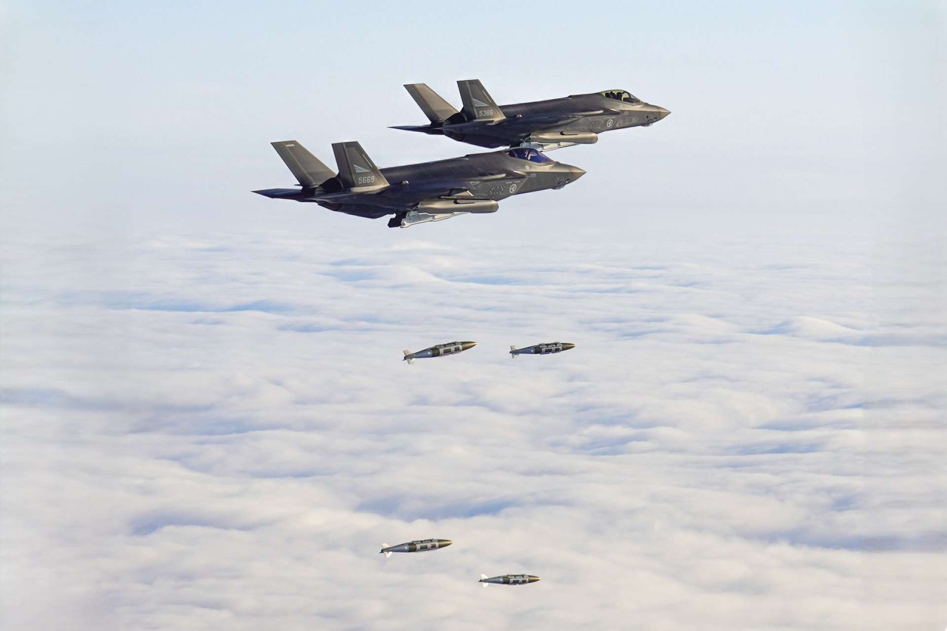 Royal Norwegian Air Force F-35A fighters conducted a live-fire exercise releasing GBU-31 JDAM bombs, demonstrating NATO&rsquo;s growing precision-strike capability and deterrence posture in the strategically important High North (Picture Source: NATO Allied Air Command)