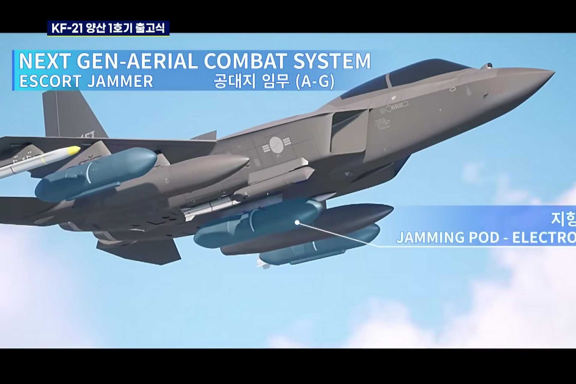 The KF-21EJ would most plausibly accompany formations of KF-21 Boramae and provide continuous electronic attack coverage during all mission phases, including ingress, target engagement, and egress. (Picture source: KFN)