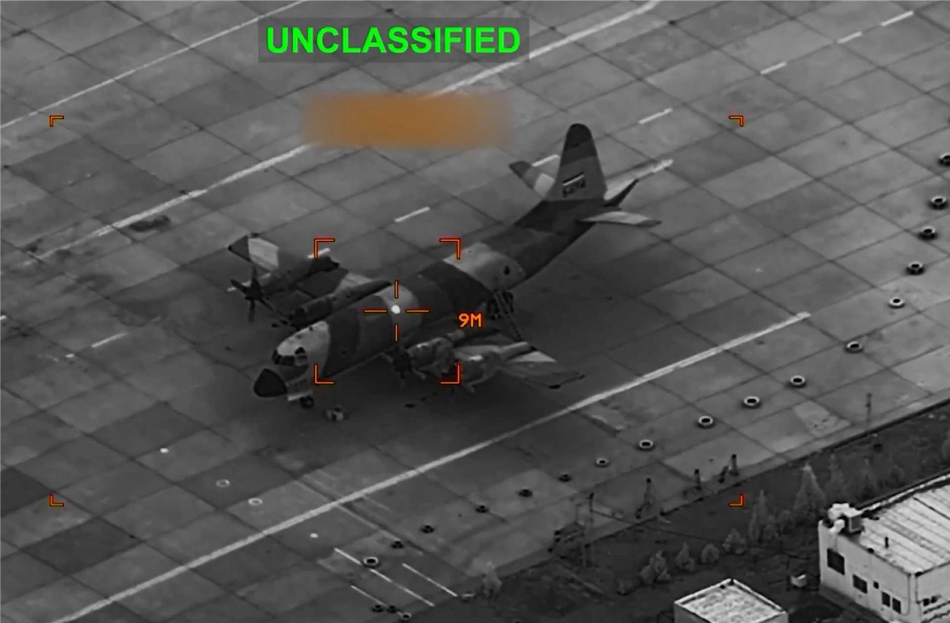 Still image from a video released by U.S. Central Command on March 12, 2026, showing a precision strike targeting an Iranian Navy P-3 Orion maritime patrol aircraft during operations aimed at degrading Iran&rsquo;s military aviation capabilities.