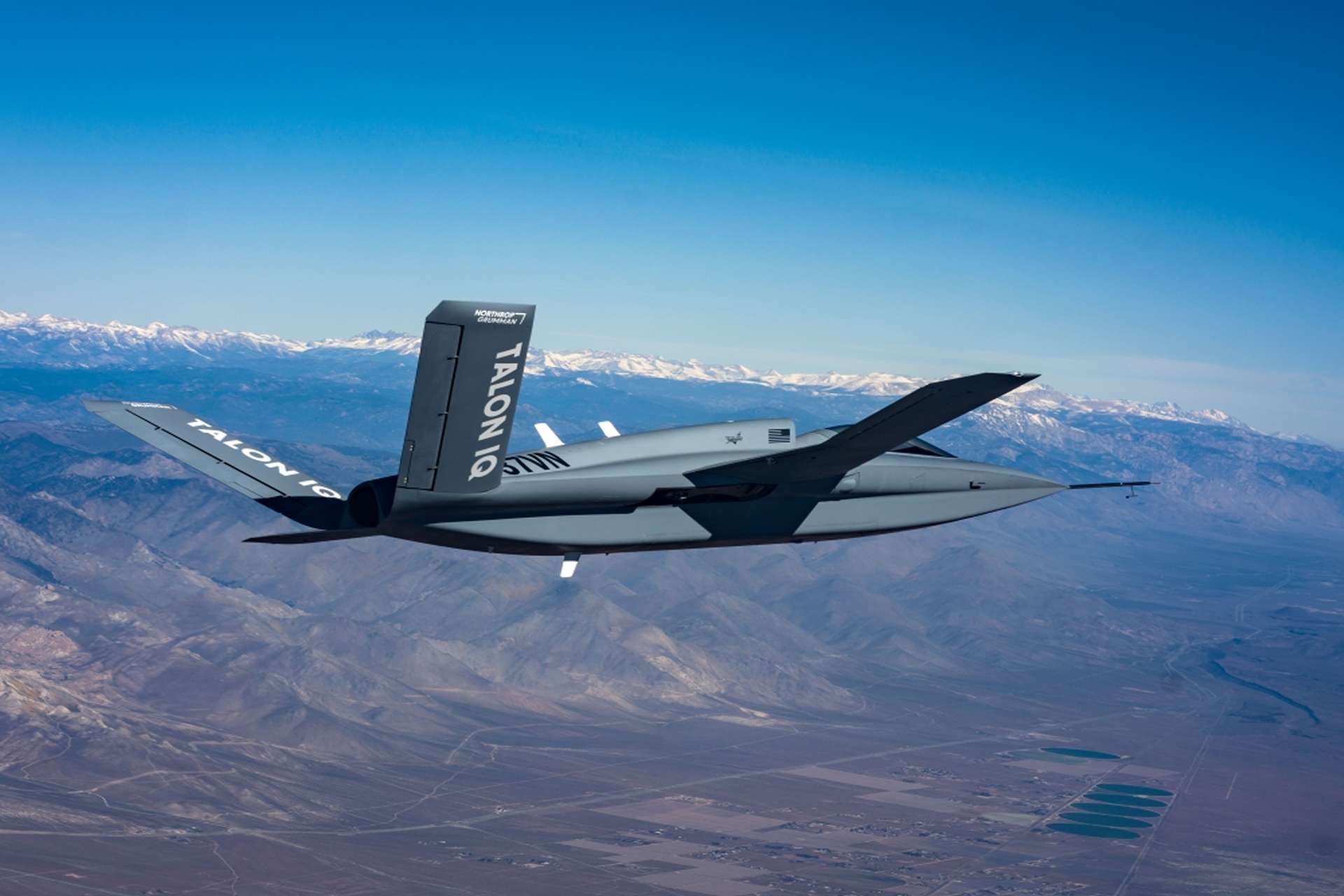 Northrop Grumman&rsquo;s Talon IQ testbed flies with Shield AI&rsquo;s Hivemind autonomy software, demonstrating how future uncrewed combat aircraft could combine mission AI with internal weapons capacity for collaborative air combat (Picture source: Northrop Grumman).