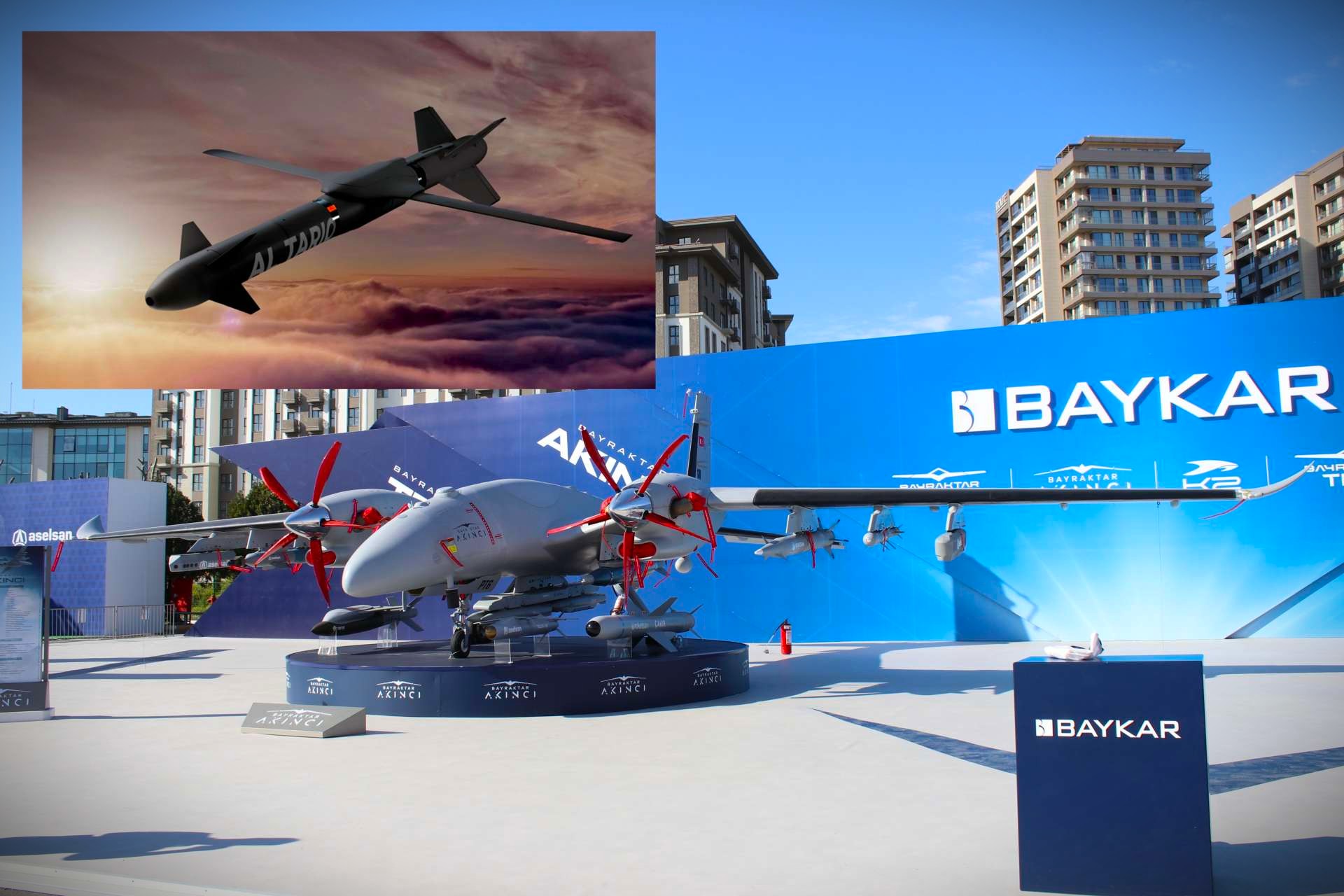 T&uuml;rkiye&rsquo;s Baykar and UAE defense group EDGE Group are integrating the AL TARIQ long-range precision-guided munition onto the Bayraktar AKINCI, expanding the drone&rsquo;s ability to conduct high-altitude standoff precision strikes up to 120 km away (Picture Source: Army Recognition Group / EDGE)