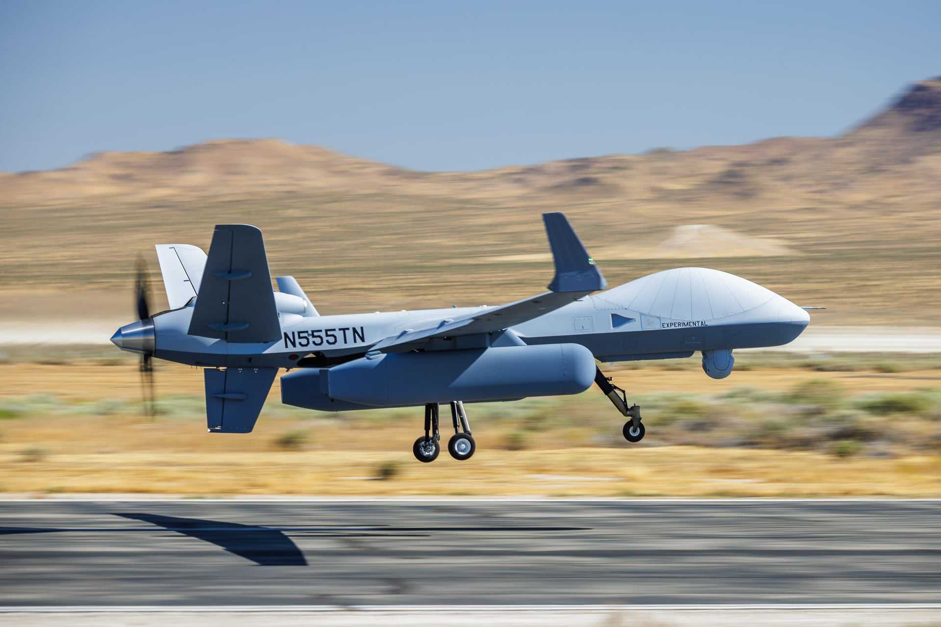 The MQ-9B LoyalEye could provide over 40 hours of continuous, high-altitude airborne early warning and tracking using a modular, cost-effective radar pod system that eliminates onboard crew risk and easily integrates into existing unmanned fleets. (Picture source: GA-ASI/Saab)