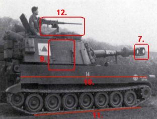 M109 tracked self-propelled howitzer armoured vehicle US army United States pictures technical data sheet description identification fiche technique photos images blindé obusier automoteur chenillé armée américaine Etats Unis