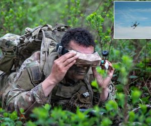 U.S. Army Pfc. Gage Green, assigned to 2nd Squadron, 2nd Cavalry Regiment, operates a purpose-built, attritable drone during force-on-force training as part of Project Flytrap 5.0 at the Pabradė Training Area in Lithuania on May 8, 2026.