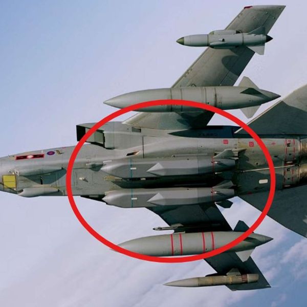 Storm Shadow/SCALP is a low-observable air-launched cruise missile with 250+ km range, imaging-IR guidance, and a 450 kg BROACH penetrator for hardened targets (Picture source: UK MoD).