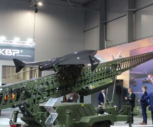KBP International showcased its SABRE high-speed attack drone and CATA launcher at Future Forces 2026 in Prague, combining 400 km/h speed, a 30 kg payload and up to 400 km of stated range for rapid field-deployed strike missions (Picture Source: Army Recognition Group)