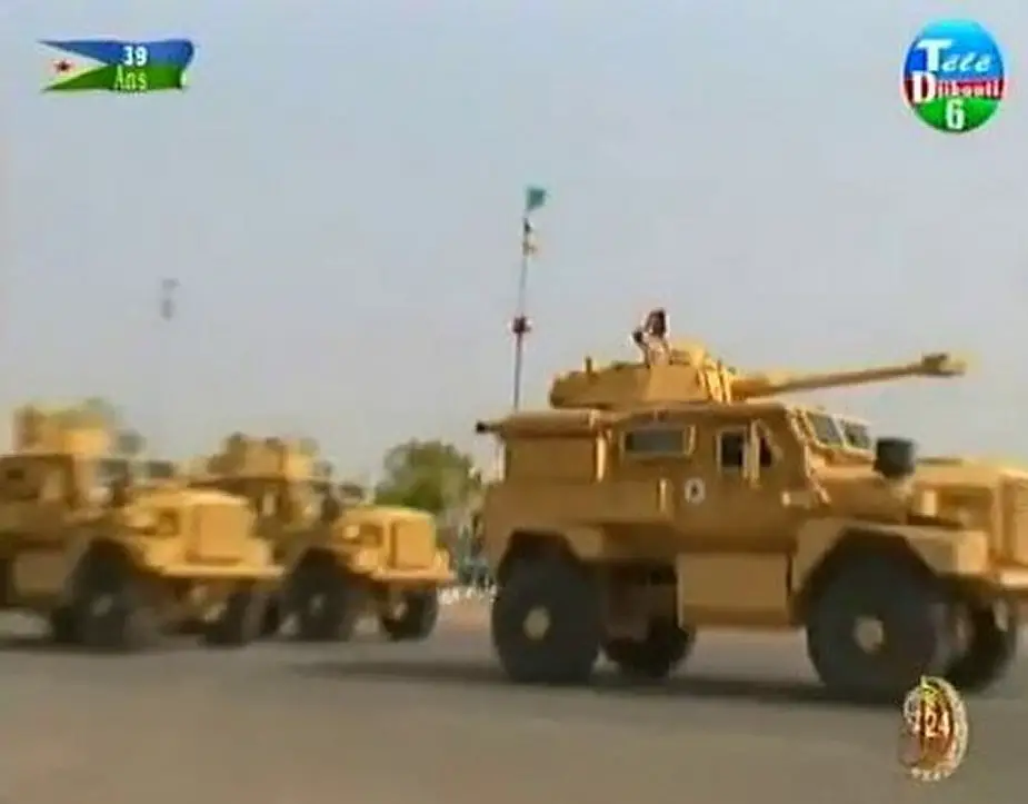 French AML 90 turret on U.S. Cougar MRAPs parade in Djibouti