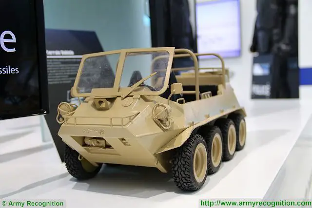 NORINCO, China North Industries Corporation has developed a new 8x8 all-terrain vehicle called Lynx, a scale model of the vehicle is presented on the booth of NORINCO at AAD 2016, the Africa Aerospace & Defence Exhibition. 