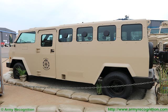 The South African Company ICP presents its new low-maintenance vehicle REVA Protection capable of operating in the security environment and which can be used to transport police officers in dangerous areas under armour protection. 