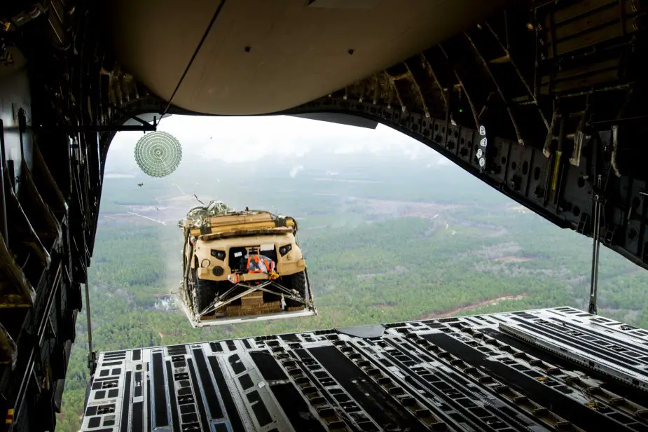 US soldiers conduct airdrop road tests of new JLTVs