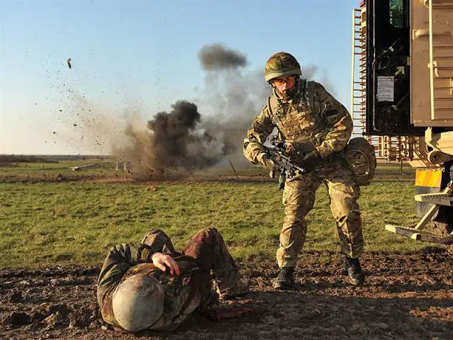 A British soldier is 'badly wounded' following the detonation of an explosive device 