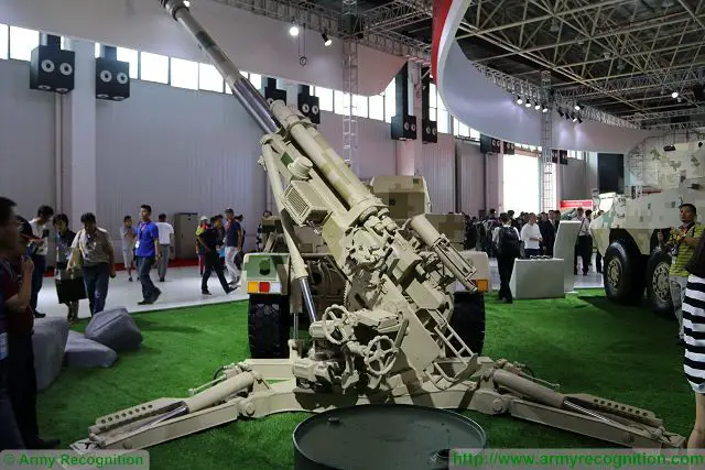 At Zhuhai Air Show 2016 in China, the Chinese Defense Company NORINCO China North Industries Corporation, presents a new self-propelled howitzer named CS/SH-4. This new artillery system is based on a 4x4 light truck chassis with a 122mm howitzer mounted at the rear of the chassis. 
