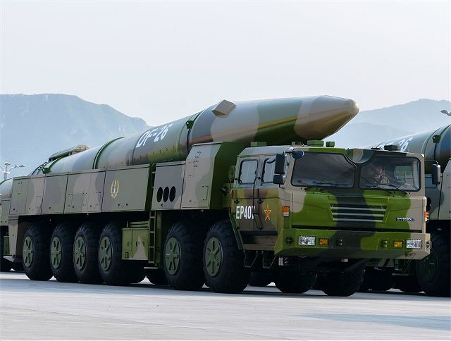 Stealth technology was applied to the wheels of the DF-26 missile transporter erector launchers which was showed for the first time to the public during the military parade in Beijing, September 3, 2015. This was disclosed by the nation's largest missile manufacturer, China Aerospace Science and Industry Corp, in an article published this month on WeChat, the smartphone-based social media application.