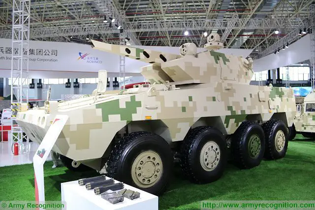 NORINCO CS/AA5 Multi-Purpose Assault Gun vehicle with remote weapon station armed with a 40mm automatic cannon at Zhuhai Airshow, November 2016.