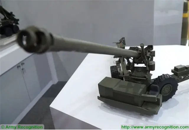 The French Company Nexter Systems presents its wide range of artillery systems and ammunition at DefExpo 2016 including the CAESAR 155mm wheeled self-propelled howitzer and the Trajan 155mm towed which is being offered to India to meet the country’s army TGS (Towed Gun System) towed howitzer program. 