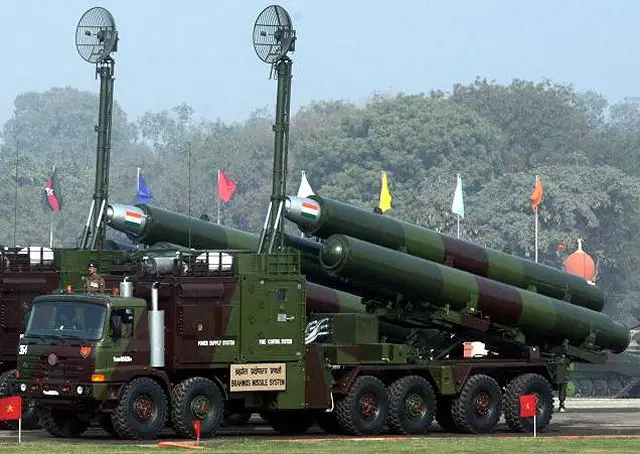 The BrahMos missile system. With the Air Force planning to induct it by 2010, the missile will now arm all three forces in the Indian army.