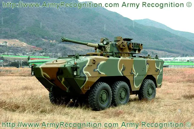 CMI Defence CSE90 weapon system on Doosan Black Fox 6x6 armoured vehicle.