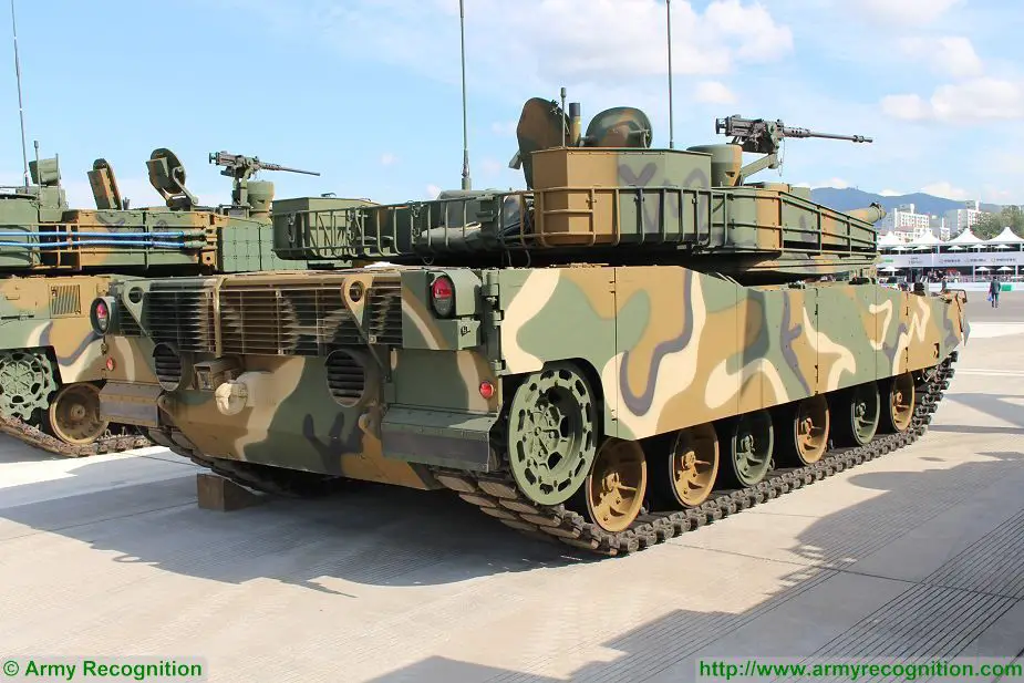 South Korea army presents K1A2 main battle tank MBT at ADEX 2017 Seoul South Korea defense exhibition 925 002
