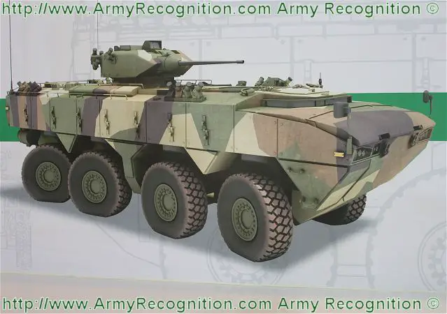 Deftech and FNSS present the latest generation of wheeled combat armoured vehicle of Malaysian army at DSA 2012, Defence Services Asia with the AV8. The vehicle will be delivered in 12 variants. The AV8 is a new generation of wheeled armoured vehicle with special emphasis on mobility, protection, payload and growth potential. 