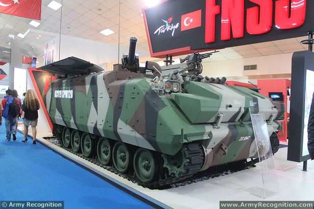 At DSA 2014, defense exhibition in Malaysia, the Turkish Company is showcased its ACV-19 in mortar carrier variant, armed with a 120mm mortar mounted at the rear of the hull and inside the vehicle. This vehicle is a member of the ACV-19 (Armored Combat Vehicles), a 15-19 ton class modern high performance vehicles derived from the highly successful FNSS ACV.