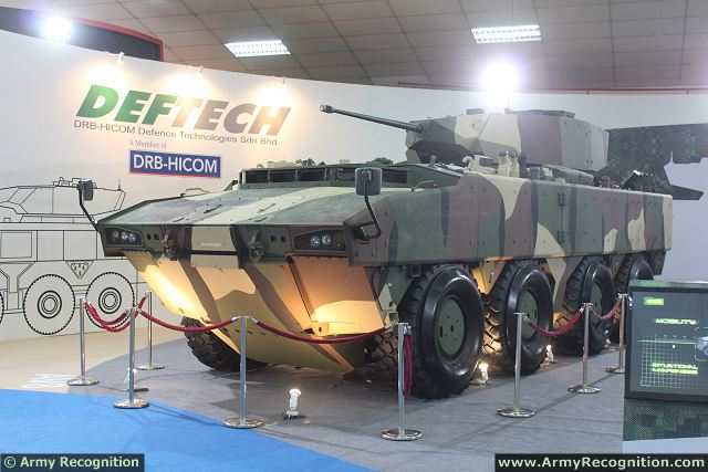The Malaysian Defense Company Deftech presents the latest variants of the AV8 8x8 armoured vehicle programme for the Malaysian army at DSA 2014, the Defense Services Asia Exhibition. The Malaysian AV8 is based on the chassis of the Turkish-made PARS 8x8 armoured vehicle personnel carrier.