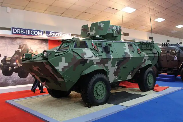Deftech ARM RPZ CONDOR 4x4 armoured personnel carrier at DSA 2016, Defence Services Asia Exhibition in Kuala Lumpur, Malaysia. 