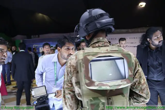 At IDEAS 2016, Pakistan Ordnance Factories (POF) presents its POF Eye a portable weapon system that can fire around corners fitted with an IR camera with monocular screen mounted on an helmet. This new system is especially designed for SWAT and special forces teams in hostile situations, particularly counter-terrorism and hostage rescue operations.