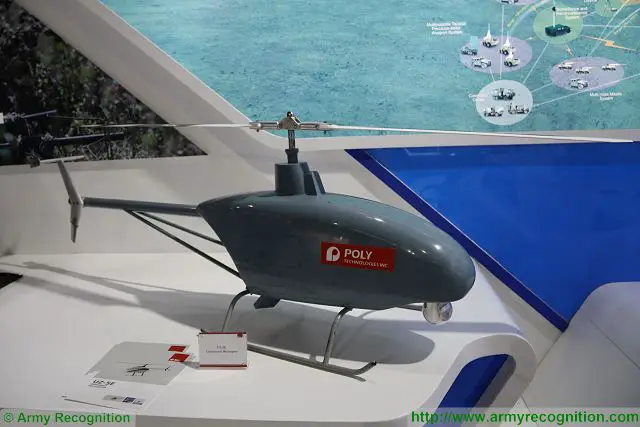 The Chinese Company Poly Defence showcases latest innovations of UAVs (Unmanned Aerial Vehicle) including its new UZ-5E unmanned helicopter at IDEAS 2016. Poly Defence is a large-scaled Chinese defense company authorized by the central Government of China for the import and export of all ranges of defense equipments for Army, Navy, Air Force, police and anti-terrorism. 