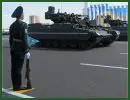 The Kazakh military will take delivery of 12 BTR-82 8x8 wheeled armored personnel carriers, three Buratino heavy flame-thrower tracked vehicles, and three BMP-T Terminator tank support fighting vehicles. The latter can carry the 9M120 Ataka-T (AT-16 Scallion) anti-armor missile.