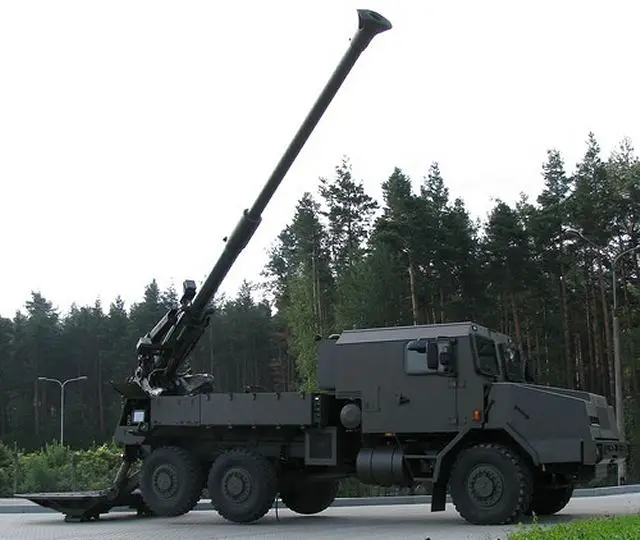 Kryl 155mm 6x6 self-propelled howitzer HSW technical data sheet specifications description information pictures photos images video identification intelligence Jelcz Poland Polish army industry military technology