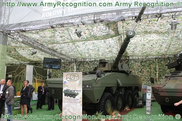 At MSPO 2011, the Polish Defence Company WZM presents a new version of the wheeled armoured vehicle Rosmak with a CT-CV turret 105 mm designed and manufactured by the Belgian Company CMI Defence. 