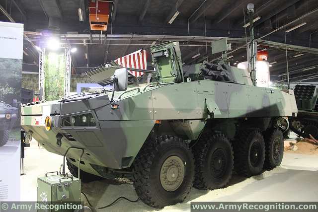 Polish Rosomak 8x8 armoured vehicle in reconnaissance version at MSPO 2012, defense Exhibition in Kielce, Poland.