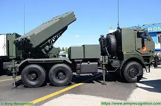 LAROM 160mm MLRS Multipl Launch Rocket System on 6x6 truck chassis Romania army right side view 002