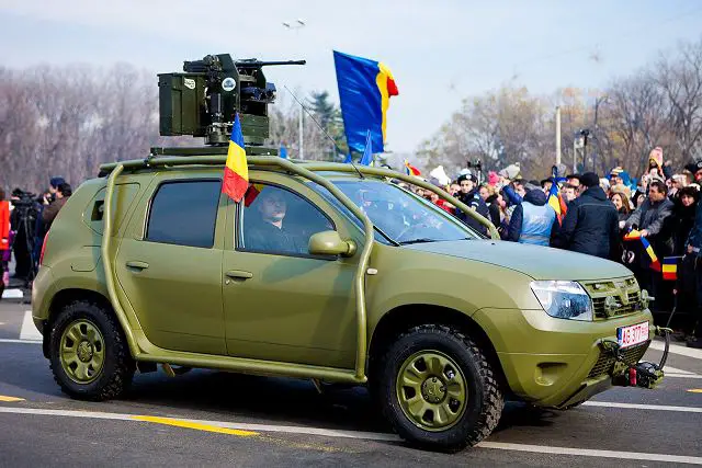 During a military parade for the National Day in Romania, December 1, 2013, Romanian Ministry of Defense showcased a special Dacia Duster vehicle modified for military use. The Dacia Duster Army was the highlight of the traditional military parade that takes place each year under Bucharest’s Arch of Triumph monument.