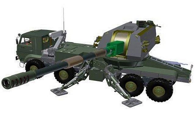 The first Russian-made 152mm 8x8 wheeled self-propelled howitzer Koalitsiya-SV based on a KamAz truck will be presented at the defence exhibition REA 2013 (Russian Expo Arms) in Nizhny Tagil, September 2013. The Russian Defence Ministry has launched a programme to gradually replace tracked artillery pieces in its arsenal with wheeled types.